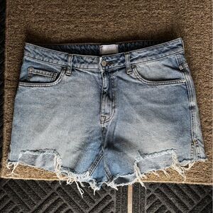 Denim Frayed Hem Shorts